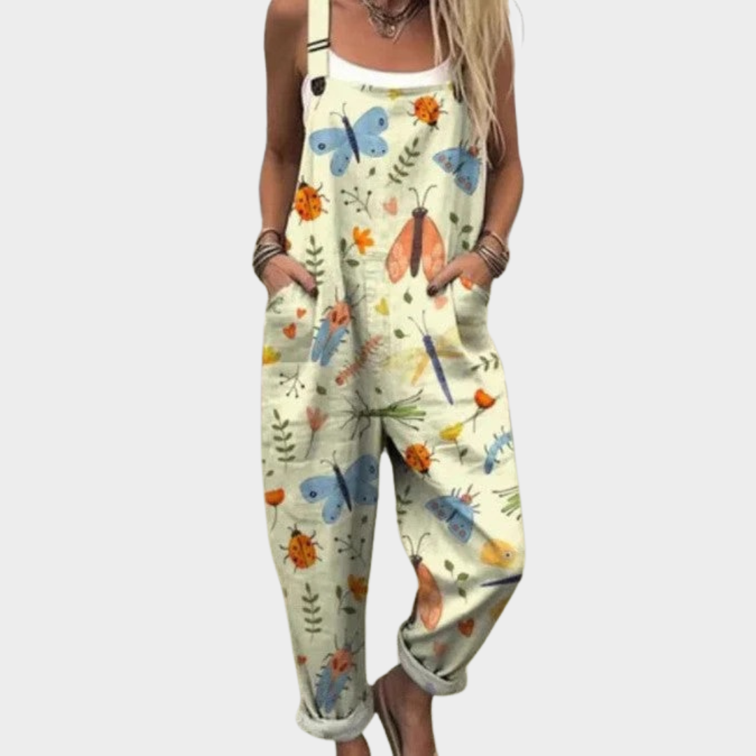 Loose-Fitting Printed Overalls for Women