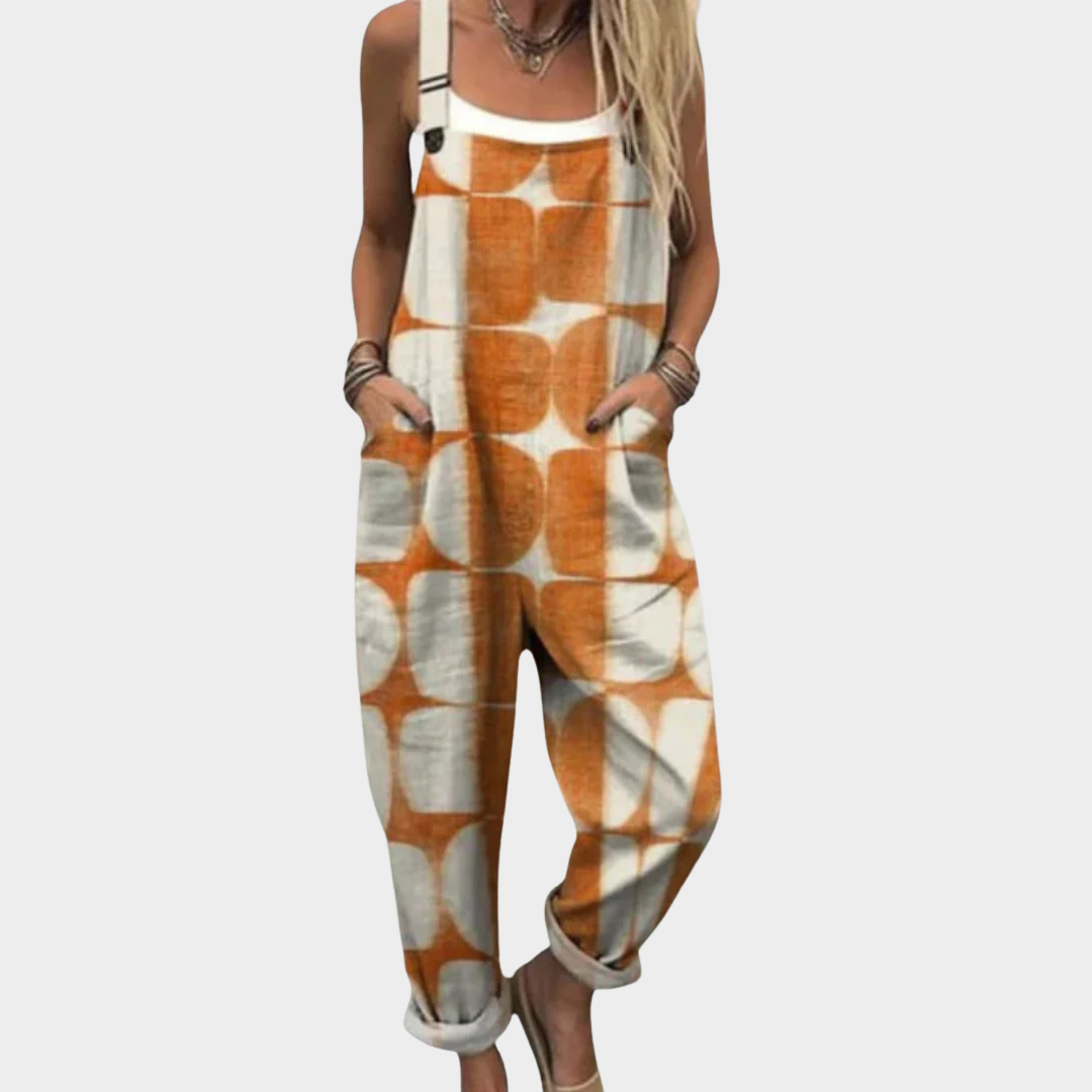 Wide-Leg Printed Overalls