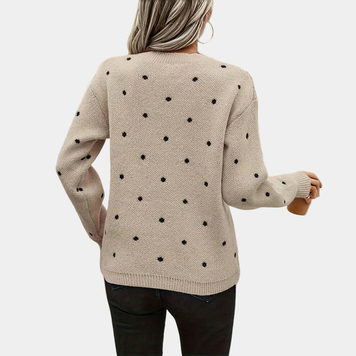 Darielle | Sophisticated Polka Dot Knit Sweater