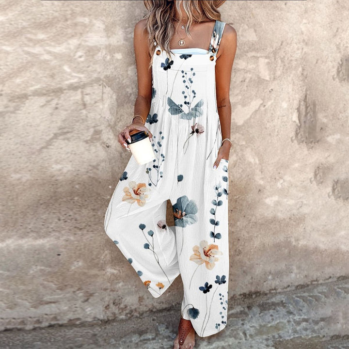 Loose Printed Overalls with Adjustable Straps