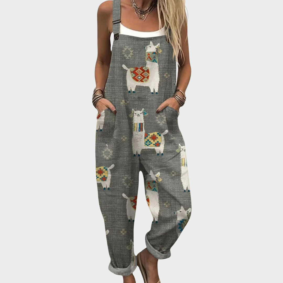 Loose Fit Printed Overalls