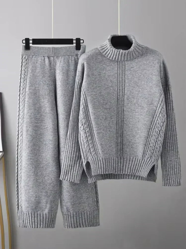 Scarlett | Chic Turtleneck Knitted Set and Wide Leg Pants