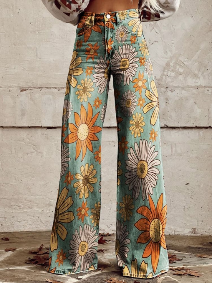 Scarlett™ | Vintage Floral Print Wide Leg Pants