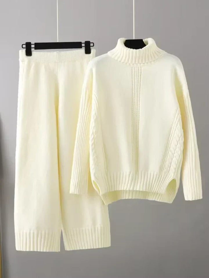 Scarlett | Chic Turtleneck Knitted Set and Wide Leg Pants