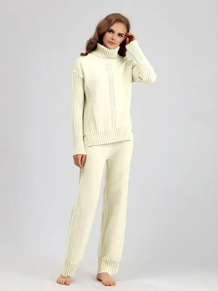 Scarlett | Chic Turtleneck Knitted Set and Wide Leg Pants