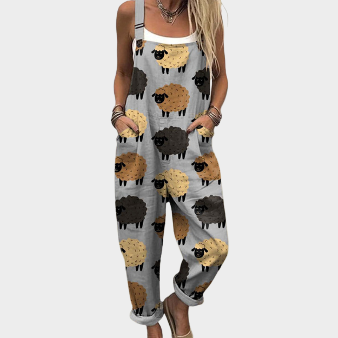 Comfortable Printed Wide-Leg Overalls
