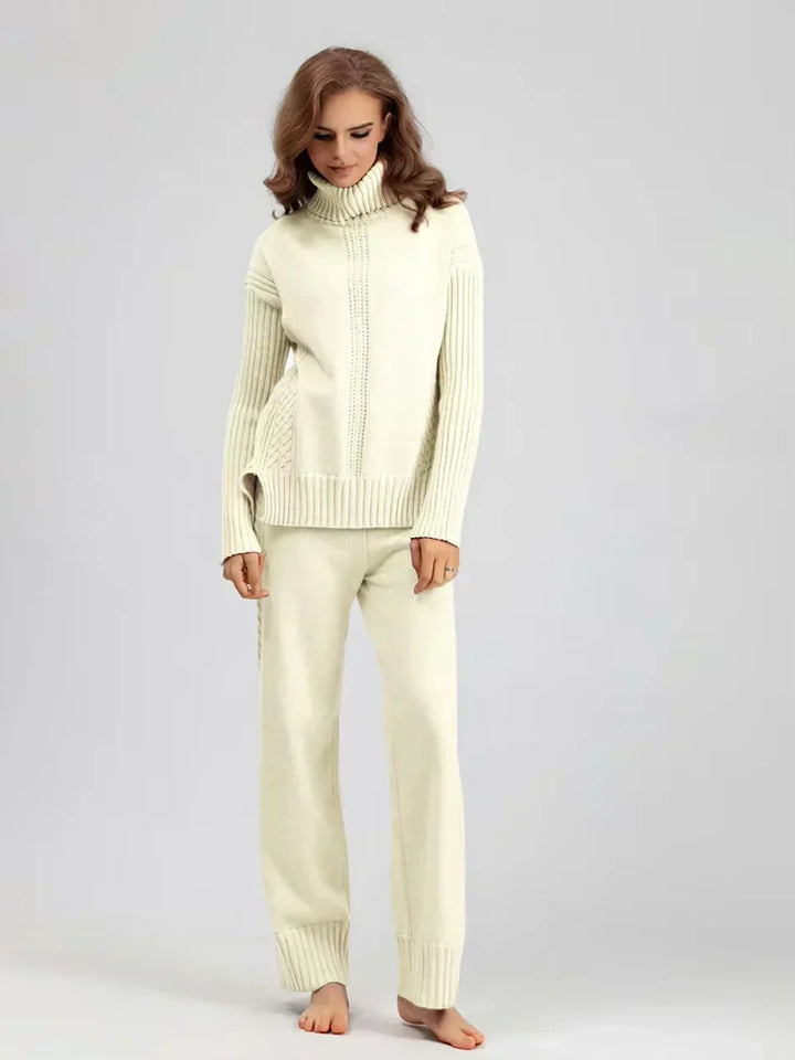 Scarlett | Chic Turtleneck Knitted Set and Wide Leg Pants