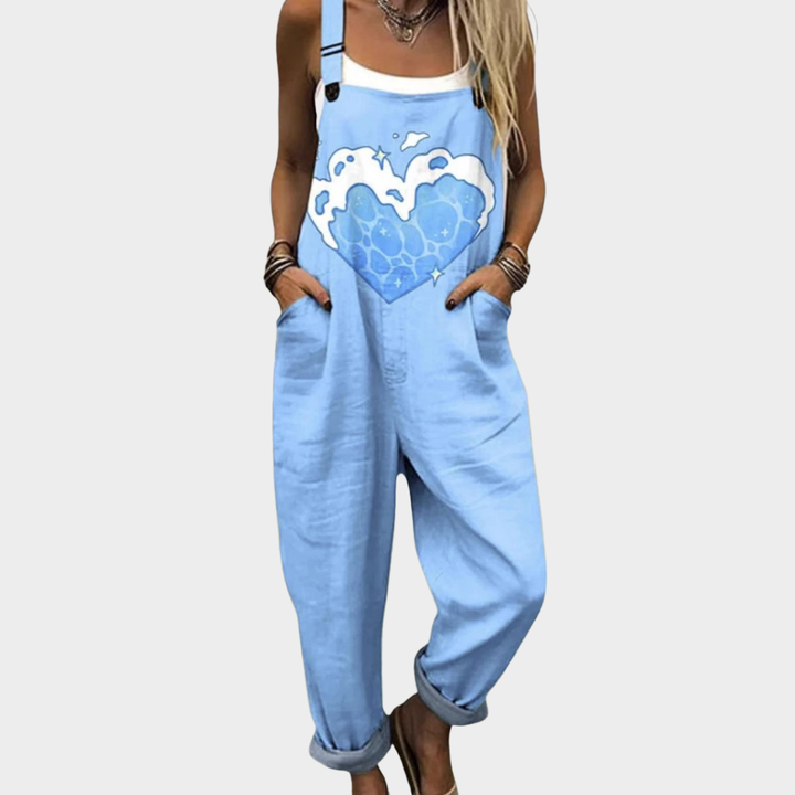 Comfortable Fancy Print Overalls
