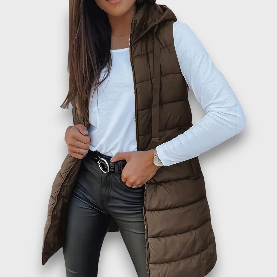 Kaira – Casual Sleeveless Quilted Gilet with Hood