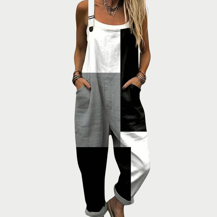 Wide-Leg Printed Overalls