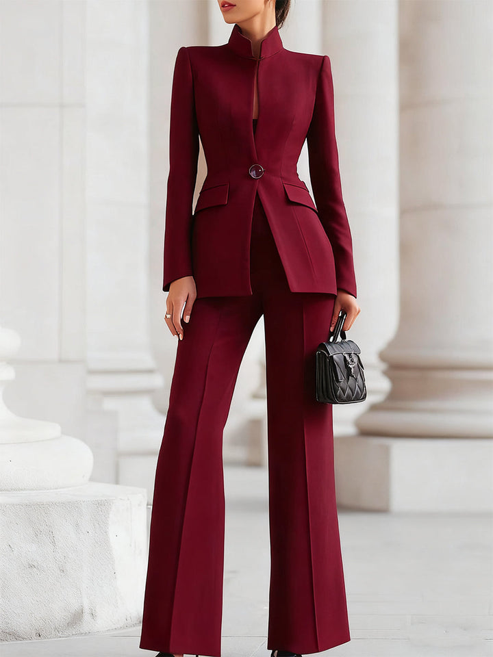 Navarre | Blazer with High Collar and Wide Leg Pants