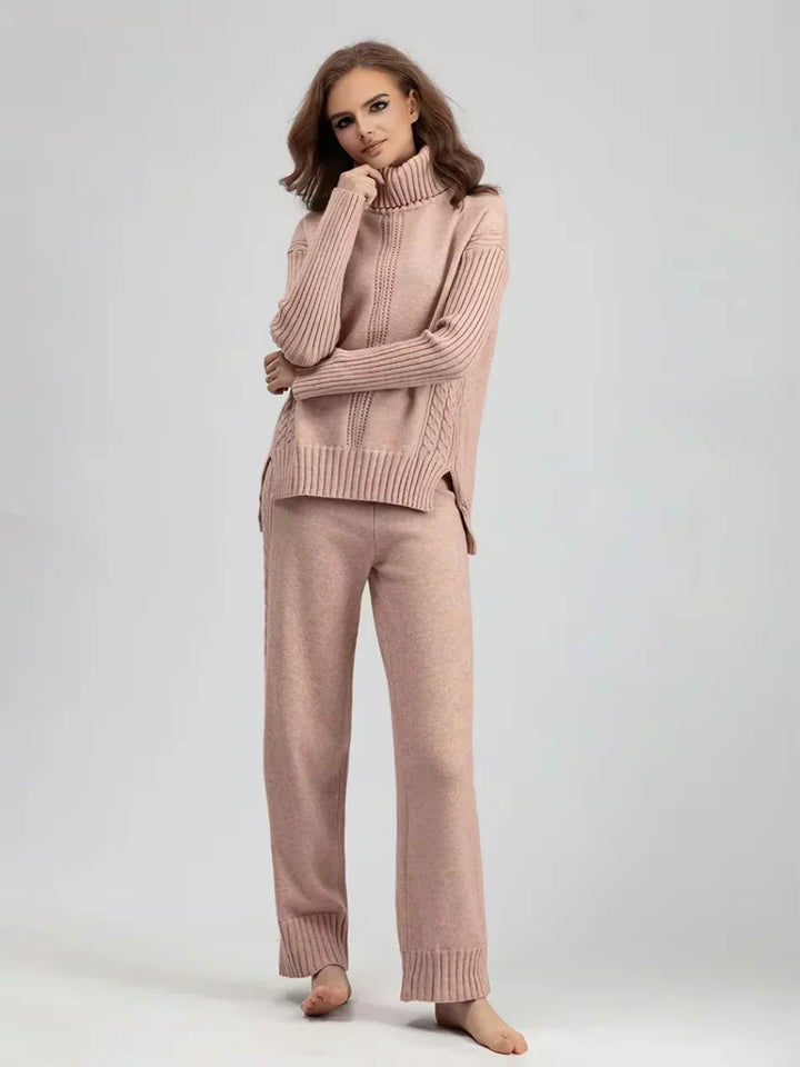 Scarlett | Chic Turtleneck Knitted Set and Wide Leg Pants