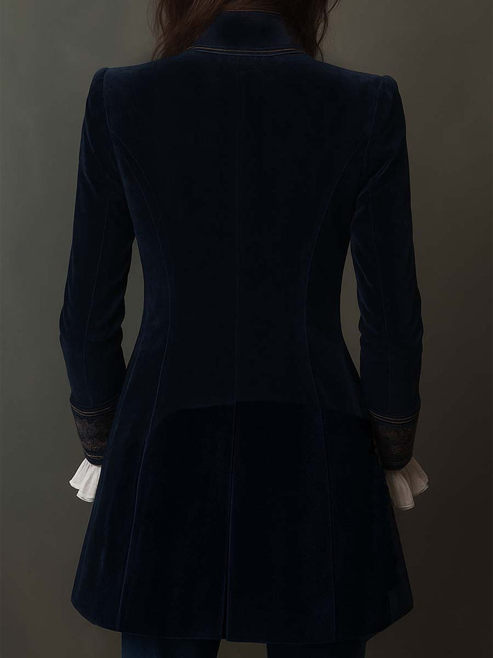 Erica | Long Embroidered Velvet Jacket