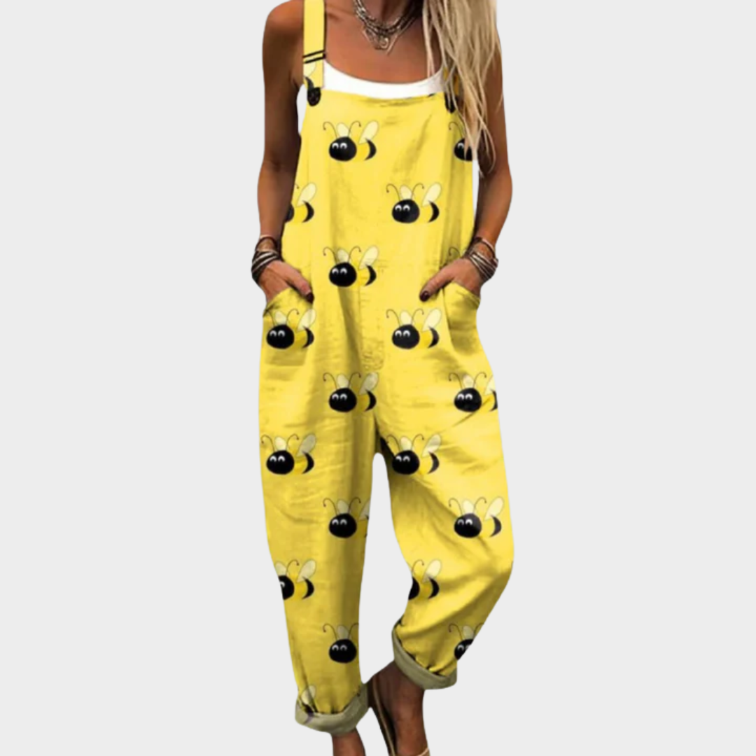 Comfortable Printed Wide-Leg Overalls