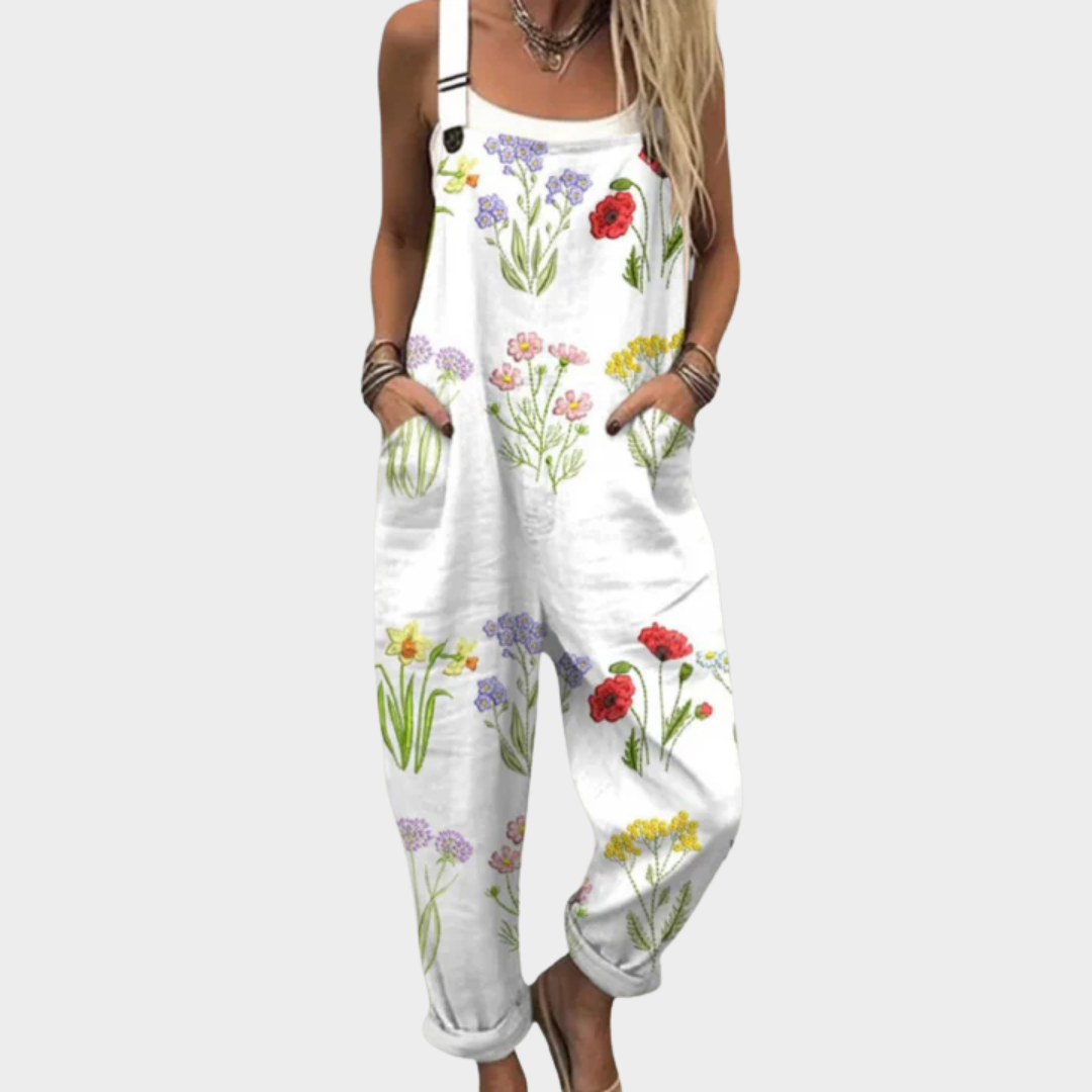 Comfortable Printed Wide-Leg Overalls