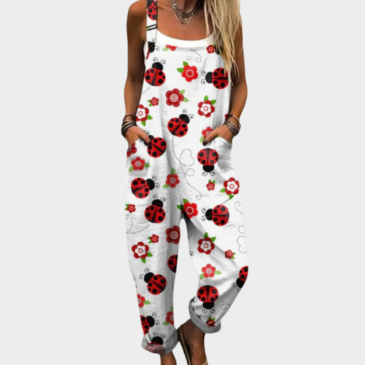 Comfortable Printed Overall with Wide Legs