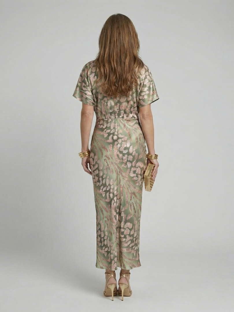 Vivette | Twisted Waist Dress with Abstract Print
