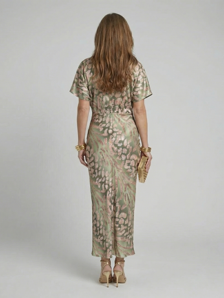 Vivette | Twisted Waist Dress with Abstract Print