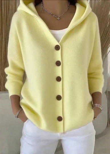 Darienne | Long Buttoned Knit Cardigan with Hood