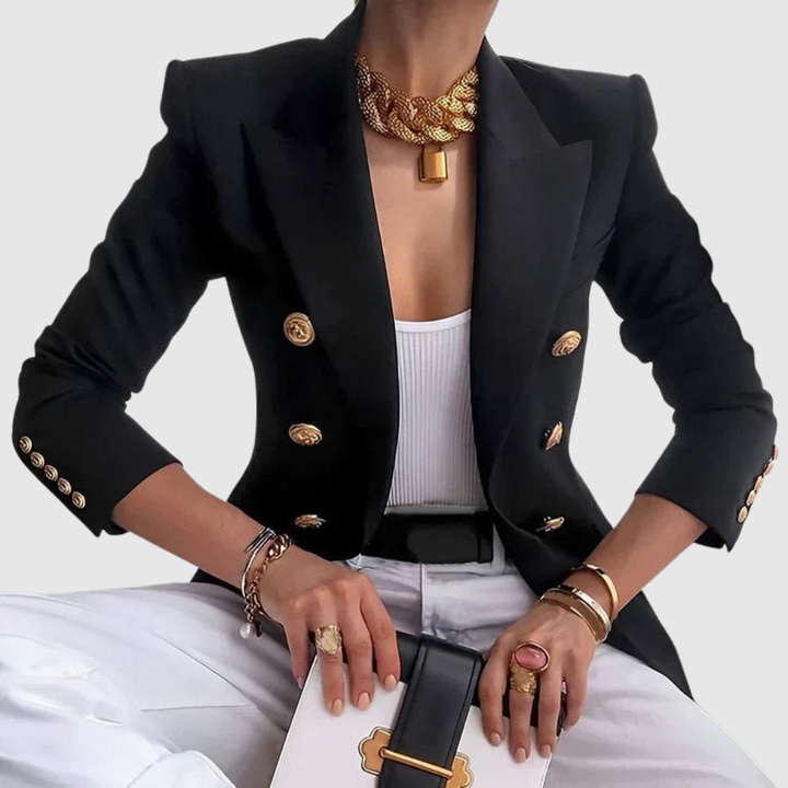 Catherine | Tailored Double-Breasted Blazer with Gold Buttons