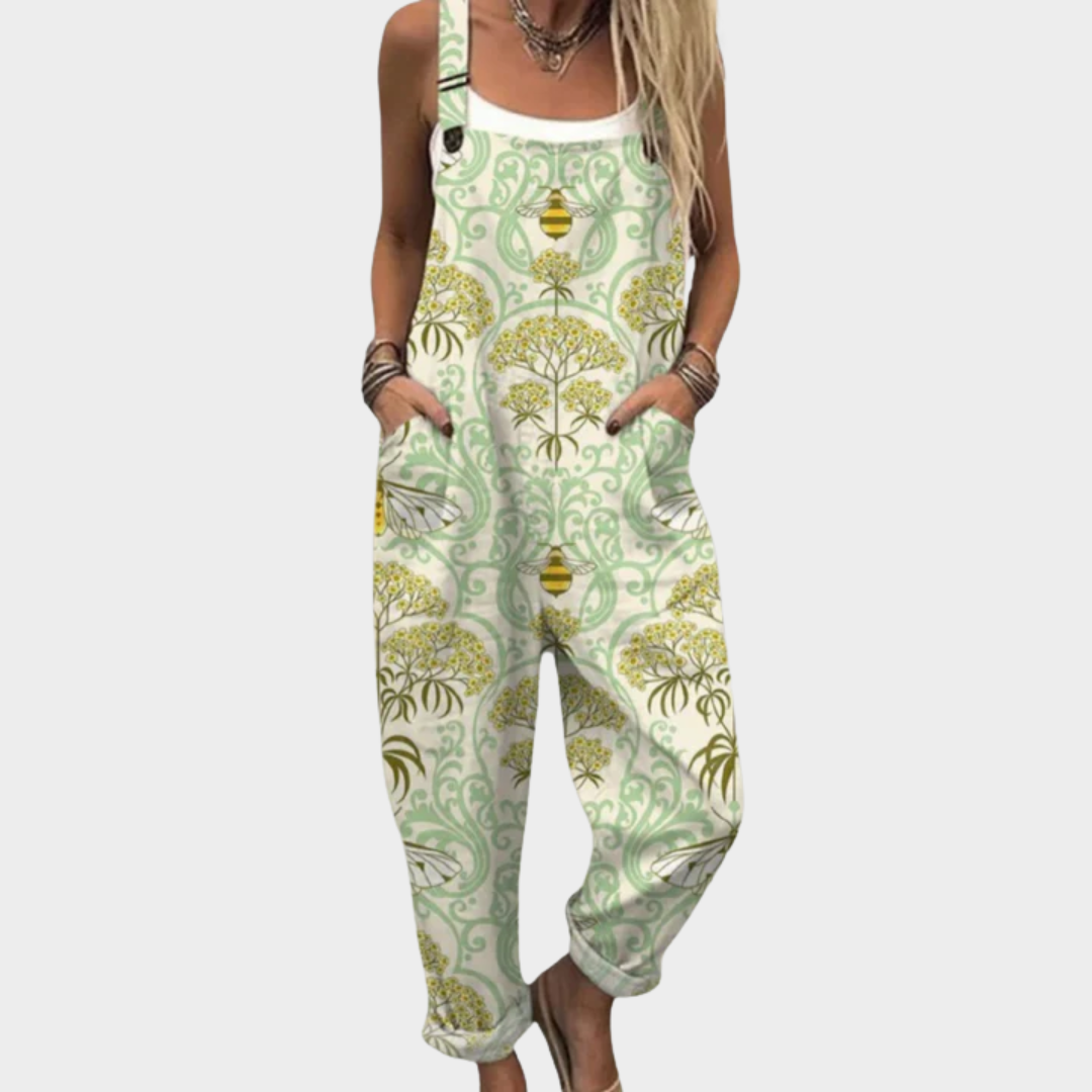 Loose-fitting printed overall – wide legs and adjustable straps