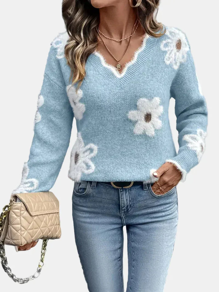Charlotte | Floral V-Neck Timeless Sweater