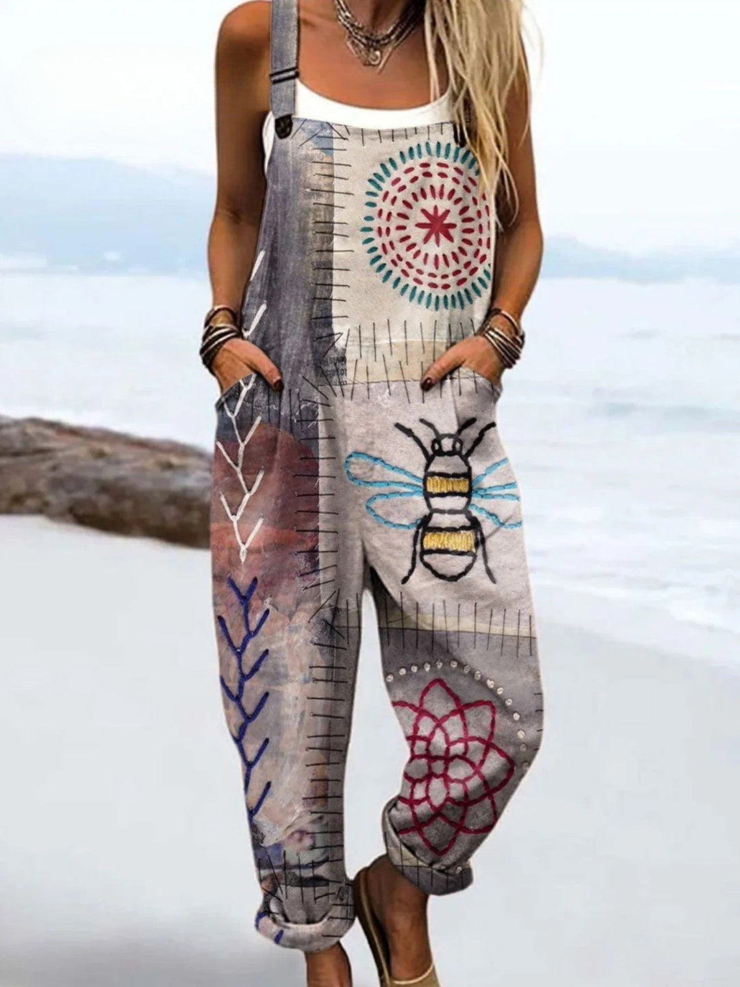Margaret | Casual Printed Overalls with Adjustable Straps