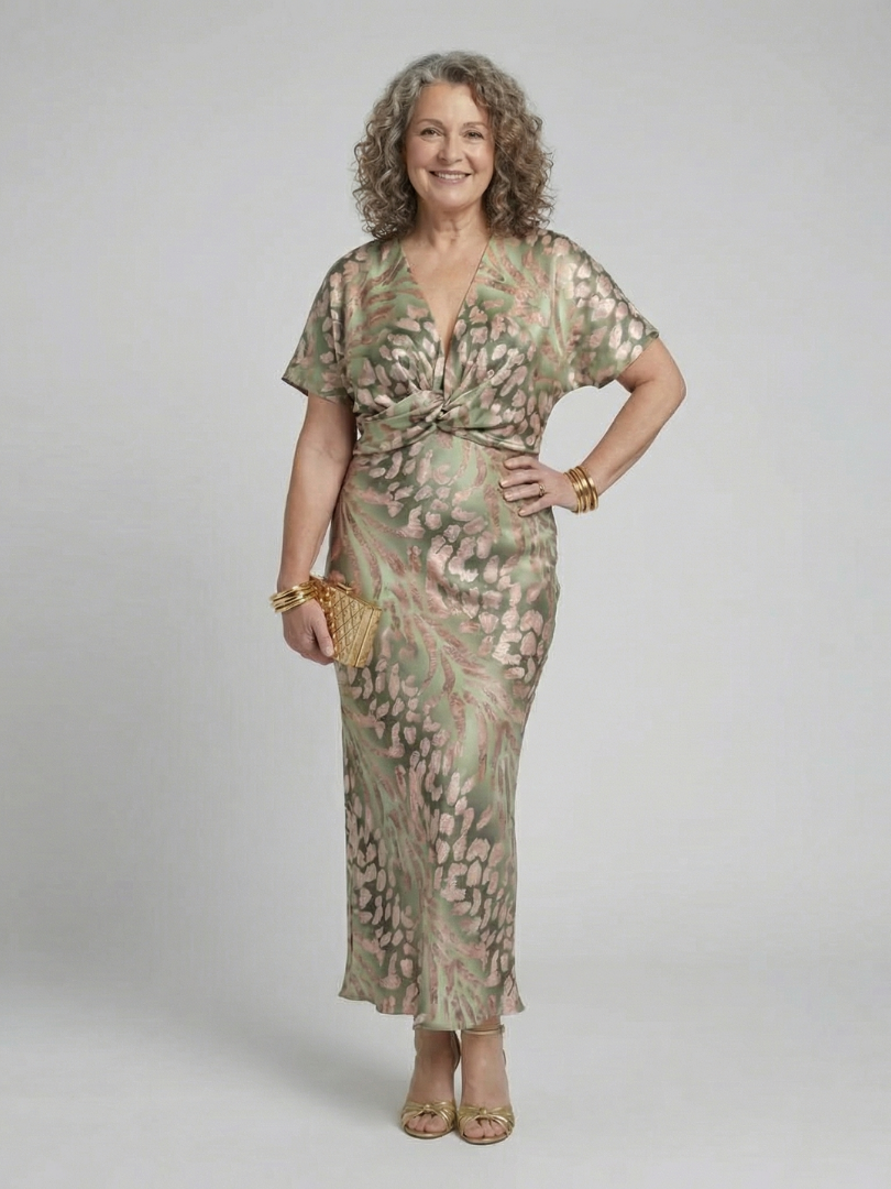 Vivette | Twisted Waist Dress with Abstract Print