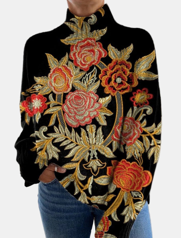 Tessa | Floral Print Turtleneck Sweater