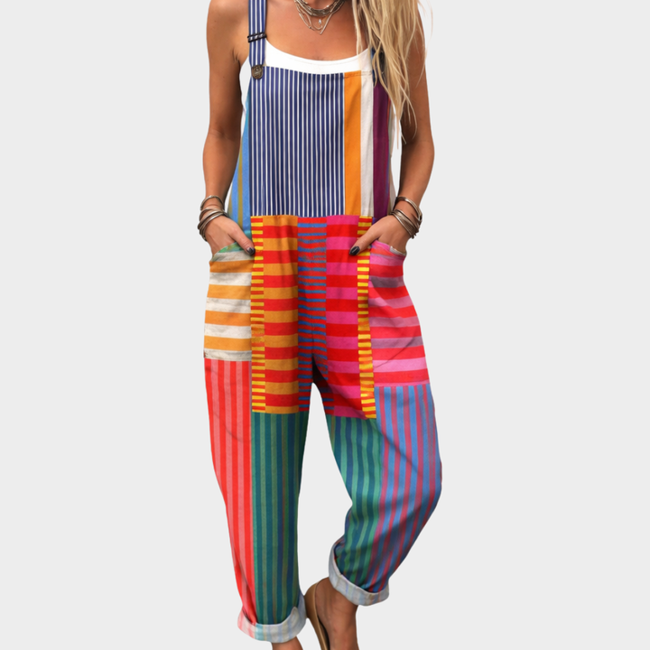 Creative Print Wide-Leg Overalls