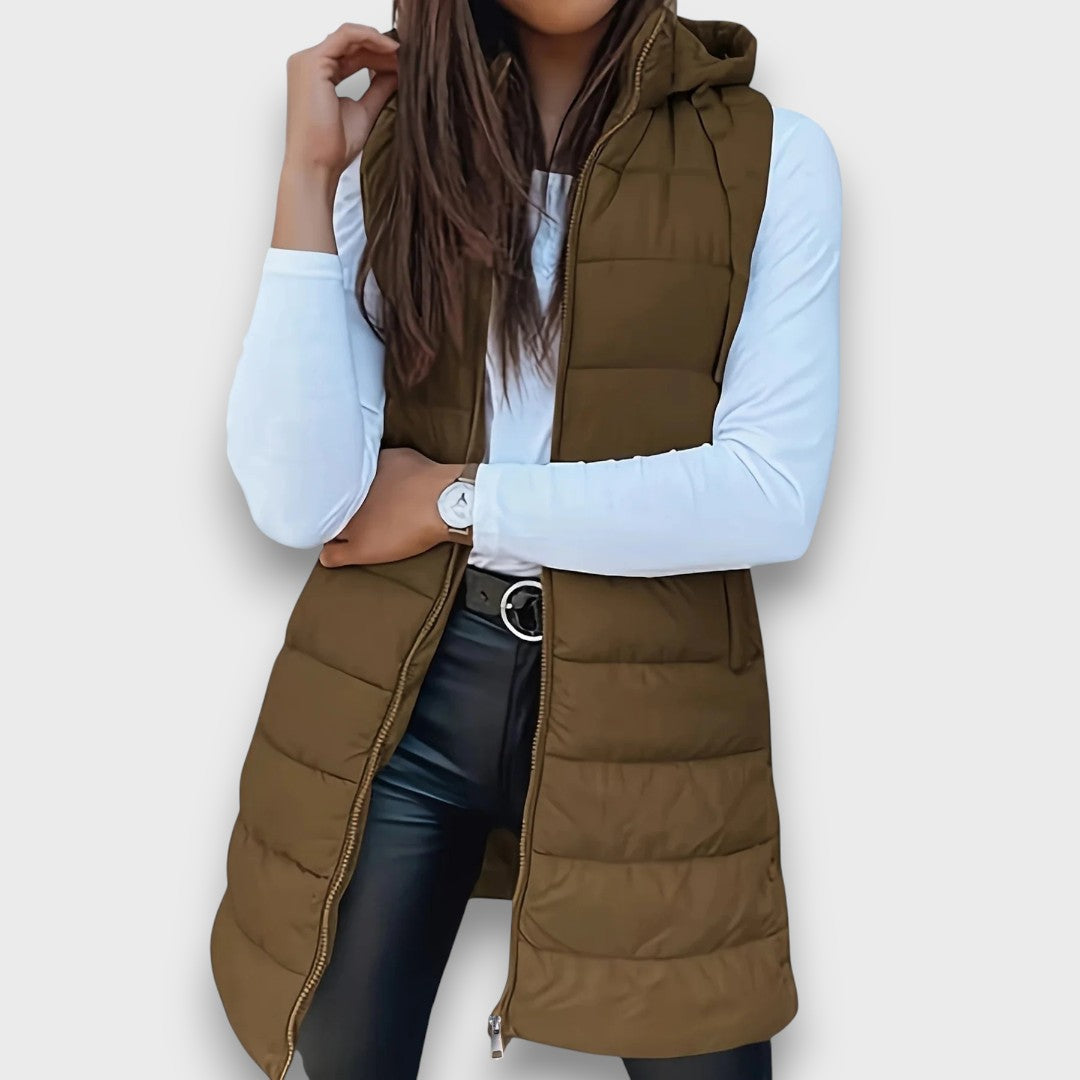 Kaira – Casual Sleeveless Quilted Gilet with Hood