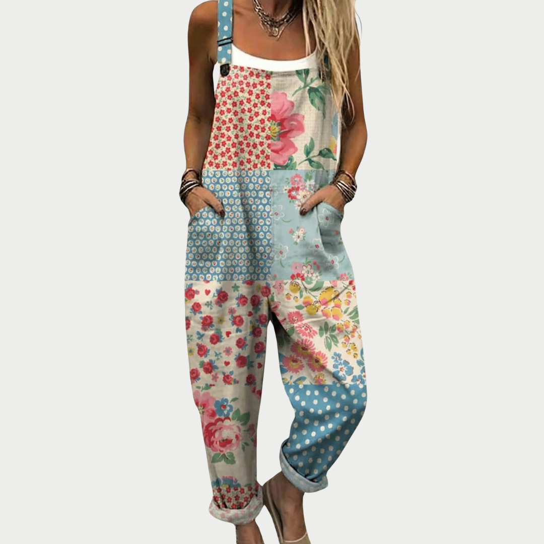 Comfortable Printed Wide-Leg Overalls