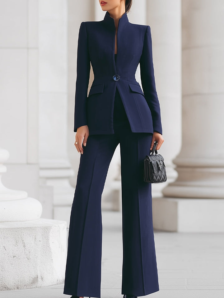 Navarre | Blazer with High Collar and Wide Leg Pants