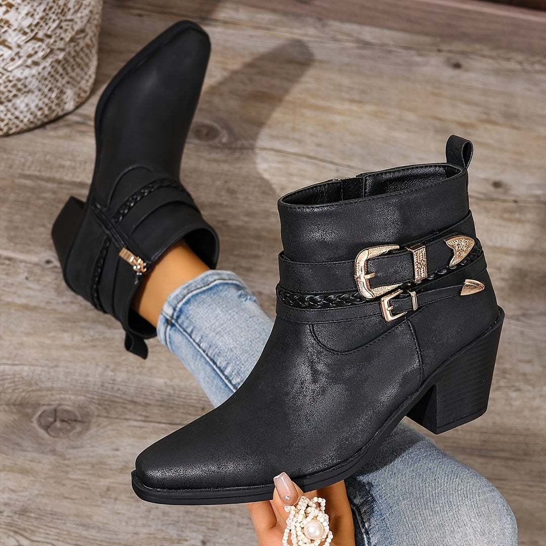 Cecilia™ | Buckle-Detail Heeled Ankle Boots
