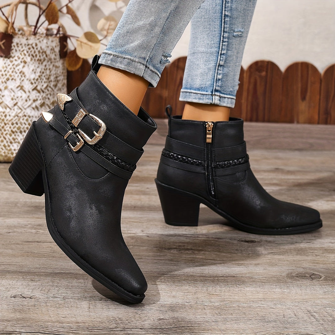 Cecilia™ | Buckle-Detail Heeled Ankle Boots