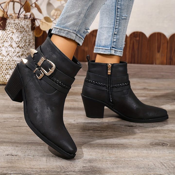 Cecilia™ | Buckle-Detail Heeled Ankle Boots