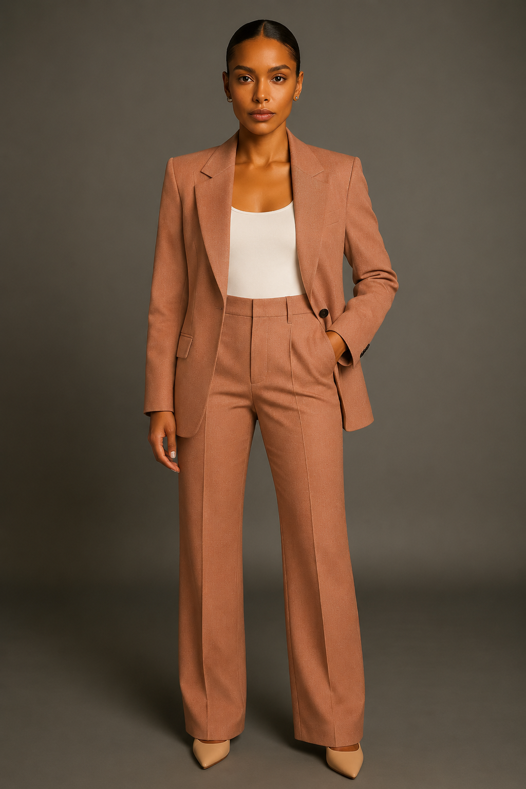 Blazer and Wide-Leg Trouser Suit Set