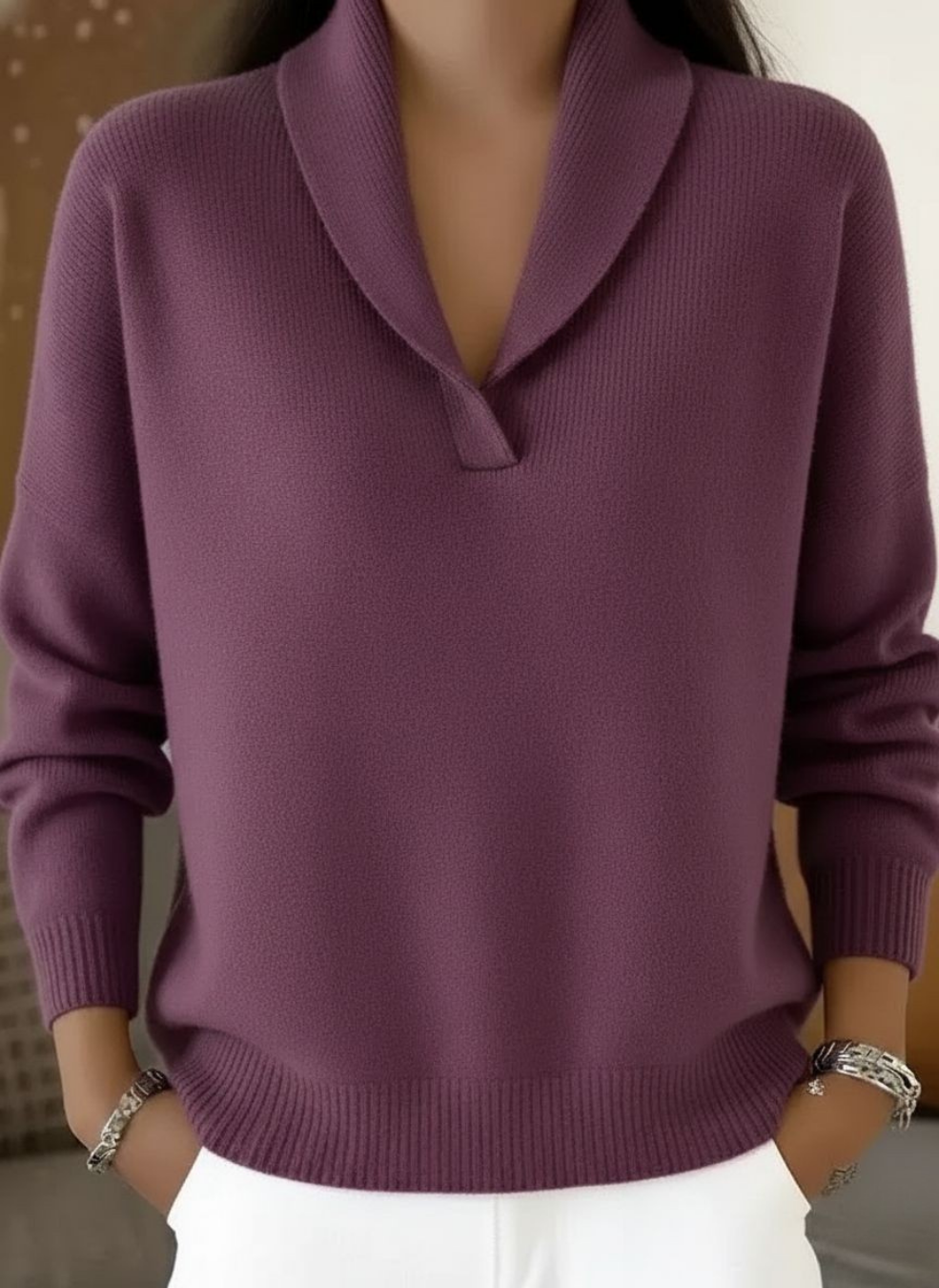 Antonine | V-Neck Shawl Effect Sweater