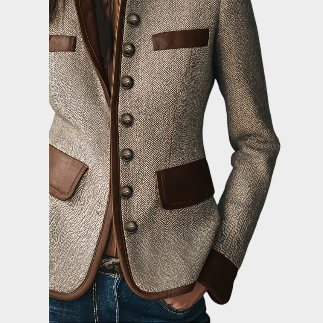 Camille | Fitted Tweed Pattern Blazer