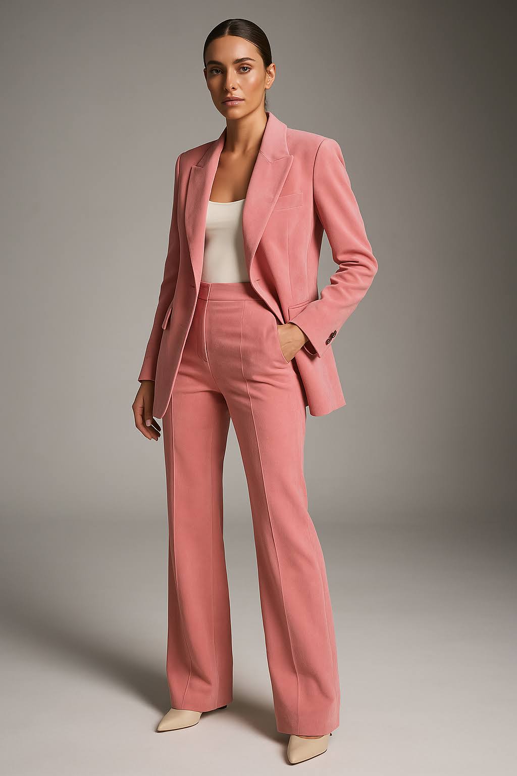 Blazer and Wide-Leg Trouser Suit Set