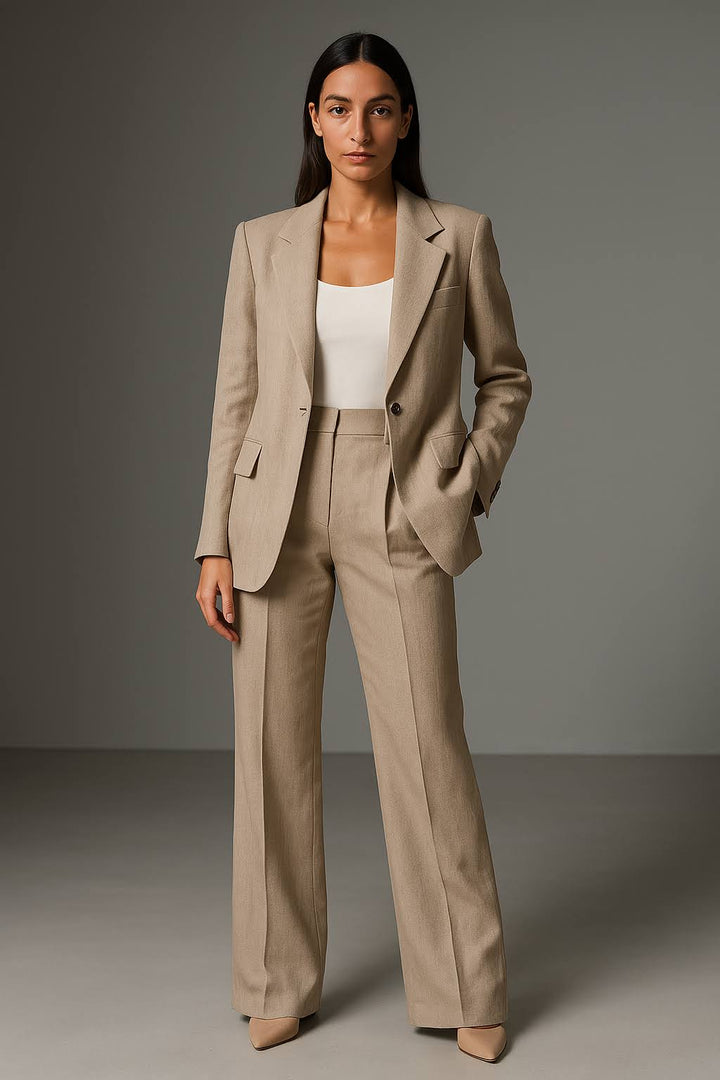 Blazer and Wide-Leg Trouser Suit Set