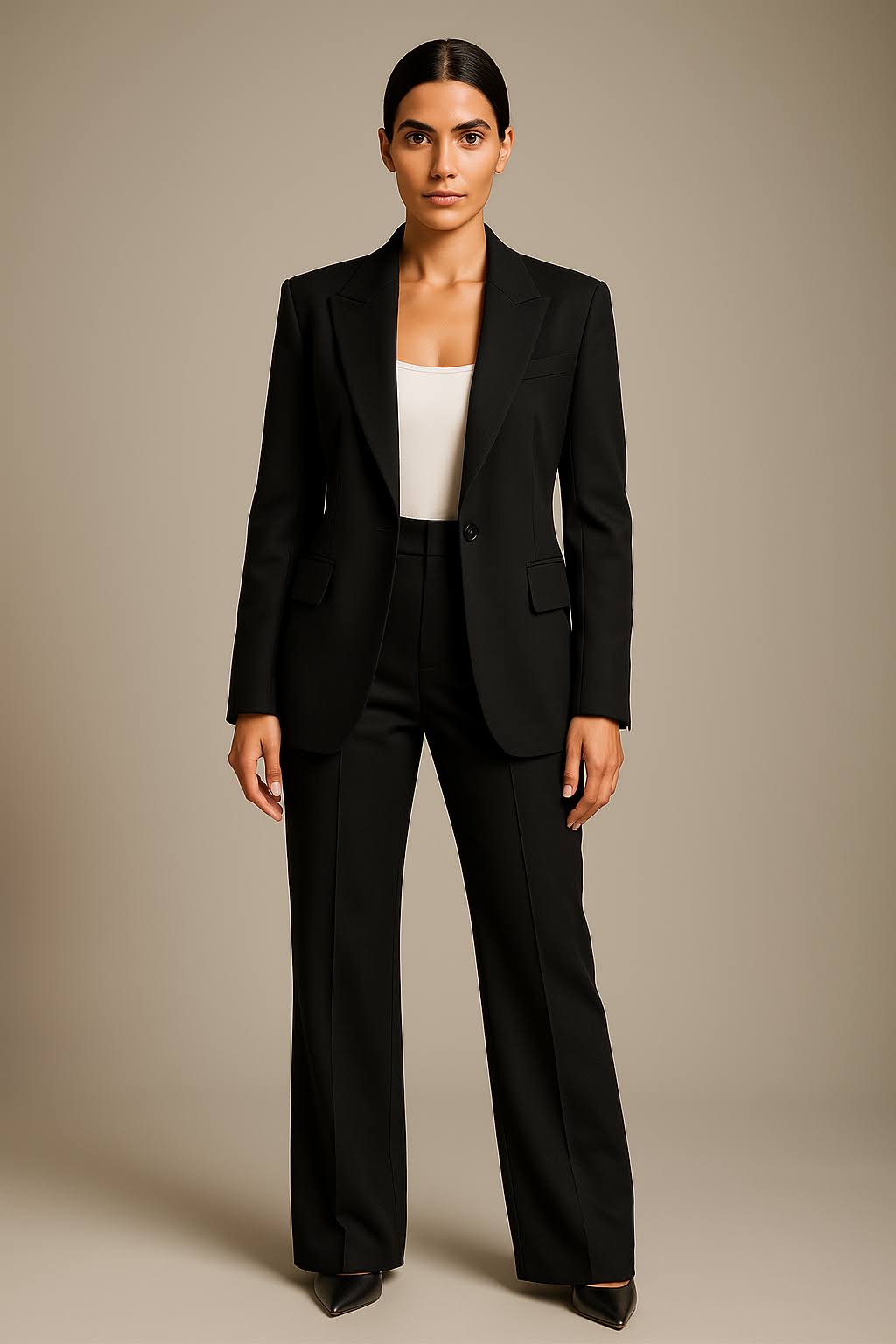 Blazer and Wide-Leg Trouser Suit Set
