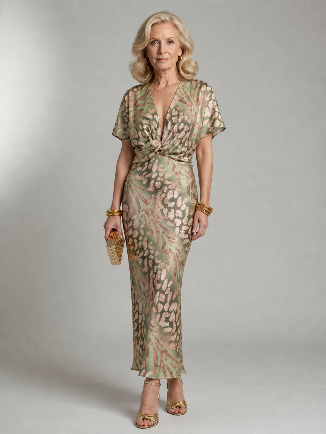 Vivette | Twisted Waist Dress with Abstract Print