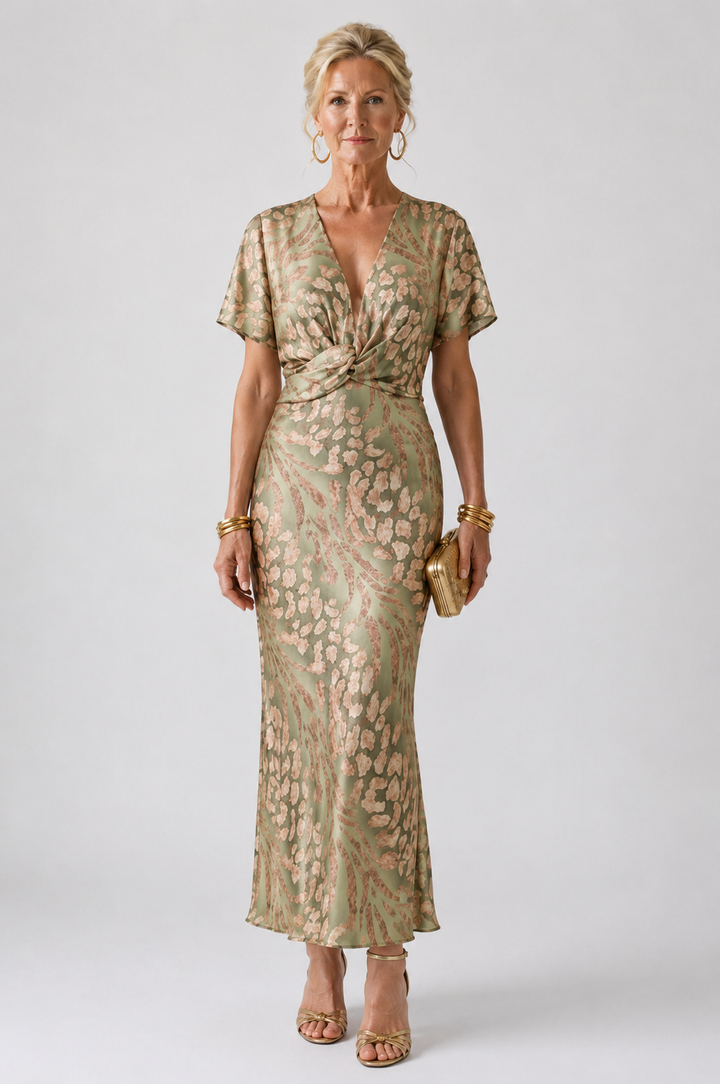 Vivette | Twisted Waist Dress with Abstract Print