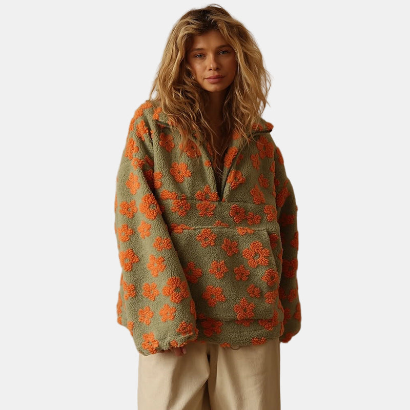 Ivy | Long Sleeve Floral Fleece Sweater