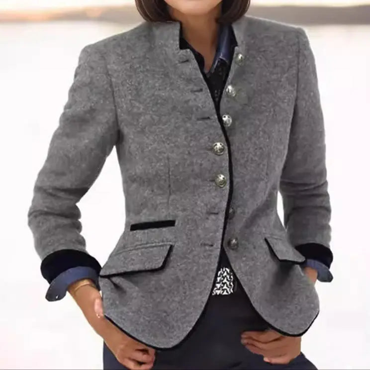 Zara | Wool Blazer with Contrast Piping