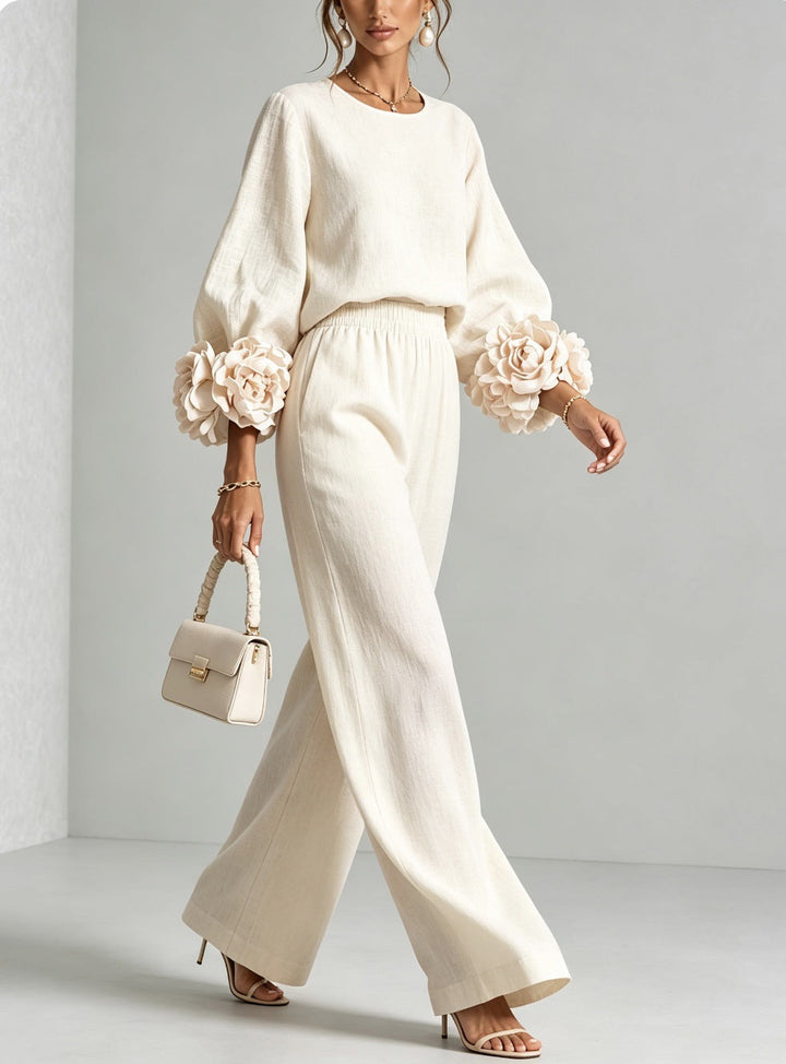 Rosalie | Two-Piece Set with Floral Cuffs