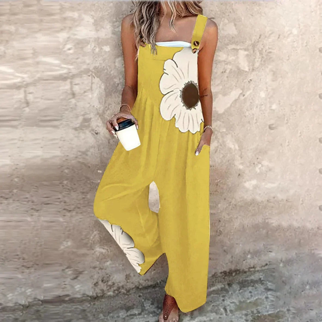 Loose Printed Overalls with Adjustable Straps