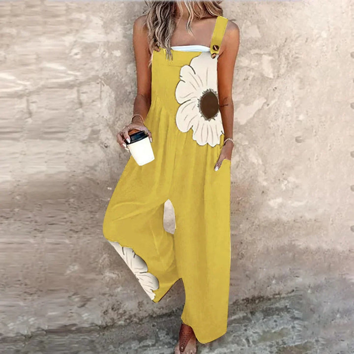 Loose Printed Overalls with Adjustable Straps