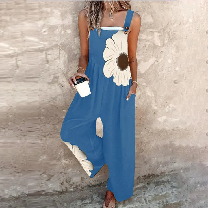 Loose Printed Overalls with Adjustable Straps